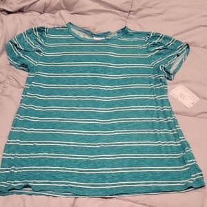 LuLaRoe Olive and White Striped Top